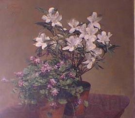 Henri Fantin-Latour Violetas y Azaleas Germany oil painting art